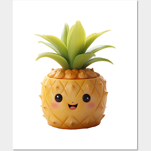 Cute Pineapple Buddy Wall Art by Cuteopia Gallery